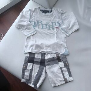 Burberry White and Gray Kids Matching Set